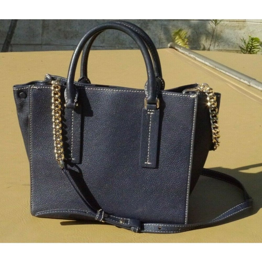 MICHAEL KORS Bag Alessa Medium Satchel Crossbody Pebbled Leather Admiral Blue - Picture 2 of 12